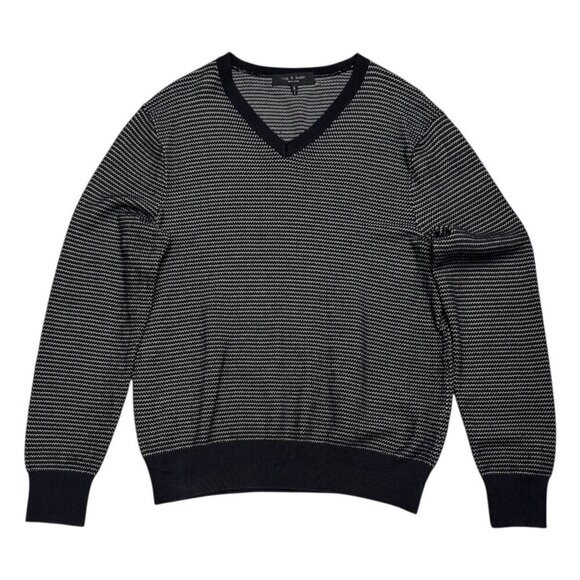 RAG & BONE Knit Luxury Designer Casual Waffle Thermal Sweater Mens Large - Picture 1 of 4